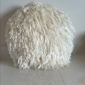 Luxurious Round Cream Shaggy Pillow